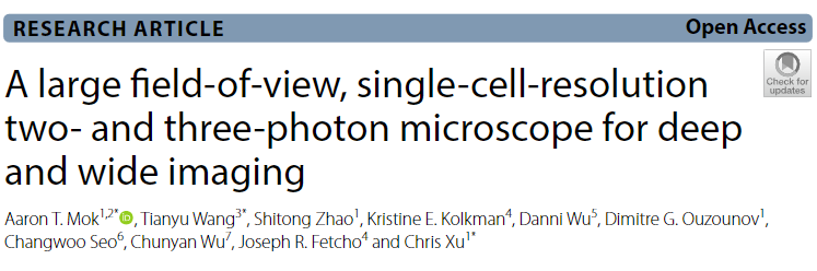 《Nature Methods》:成年斑马鱼全脑级成像的超大视场多光子显微镜 《Nature Methods》:成年斑马鱼全脑级成像的超大视场多光子显微镜