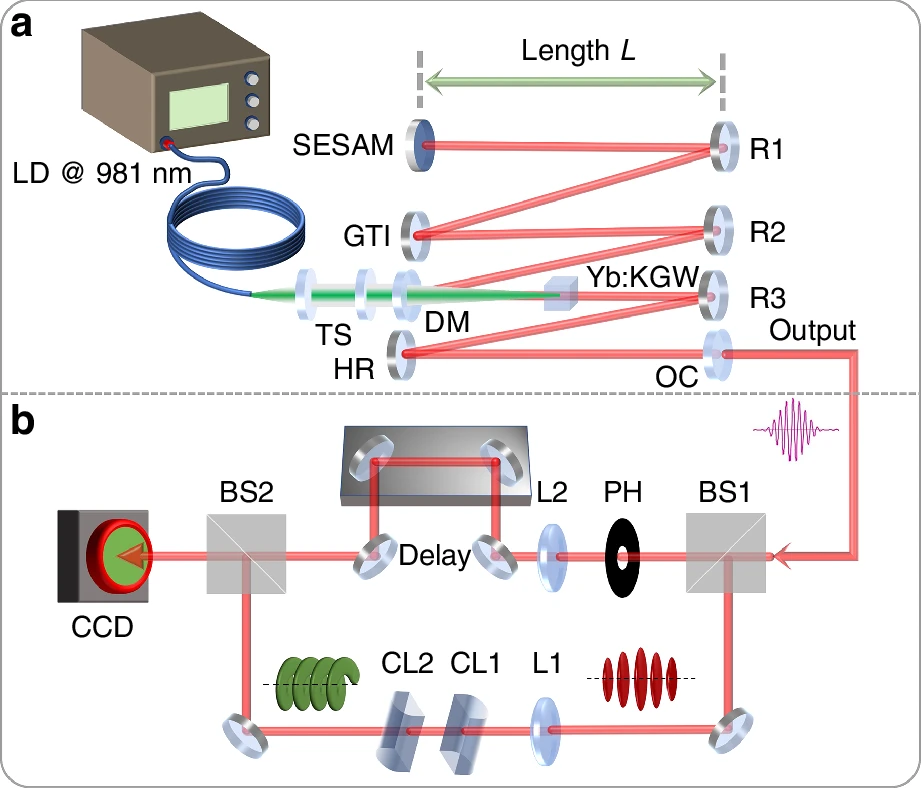 锁模准频简并激光器产生飞秒多边形光学涡旋 锁模准频简并激光器产生飞秒多边形光学涡旋
